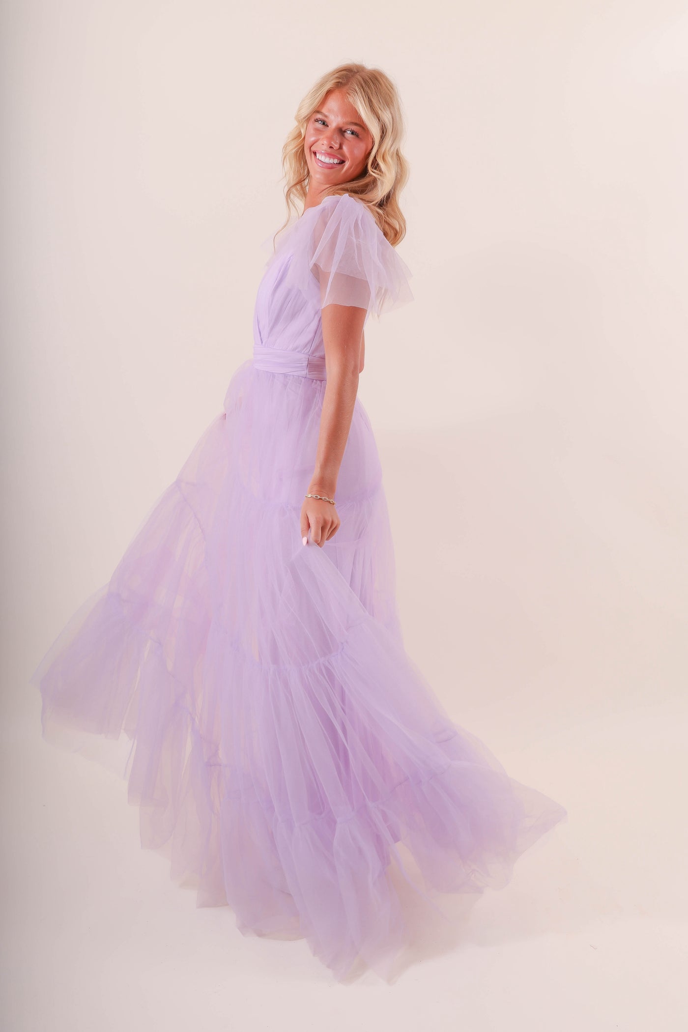 Women's Purple Tulle Gown- Women's Lilac Tulle Maxi Dress- Women's Special Occasion Tulle Dresses