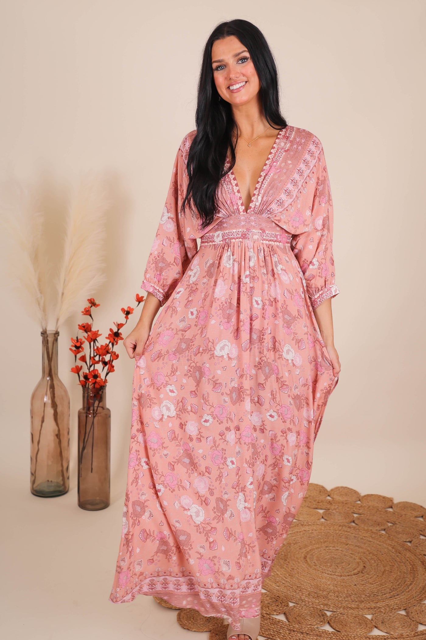 Pink Paisley Maxi Dress- Colorful Vacation Dresses- Aakaa Maxi Dress