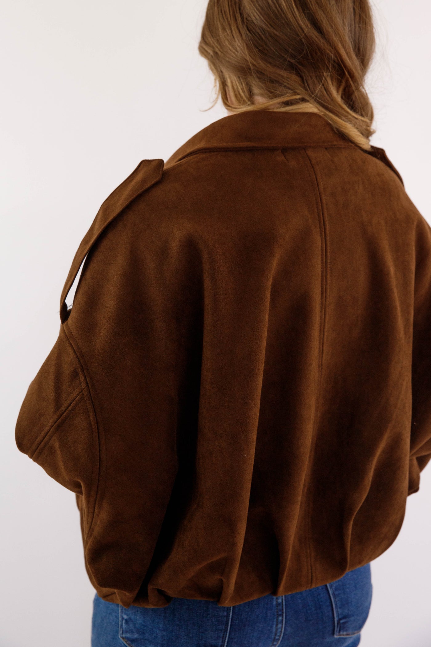 Faux Suede Bomber Jacket- Women's Stylish Suede Jacket- Galita Suede Jacket