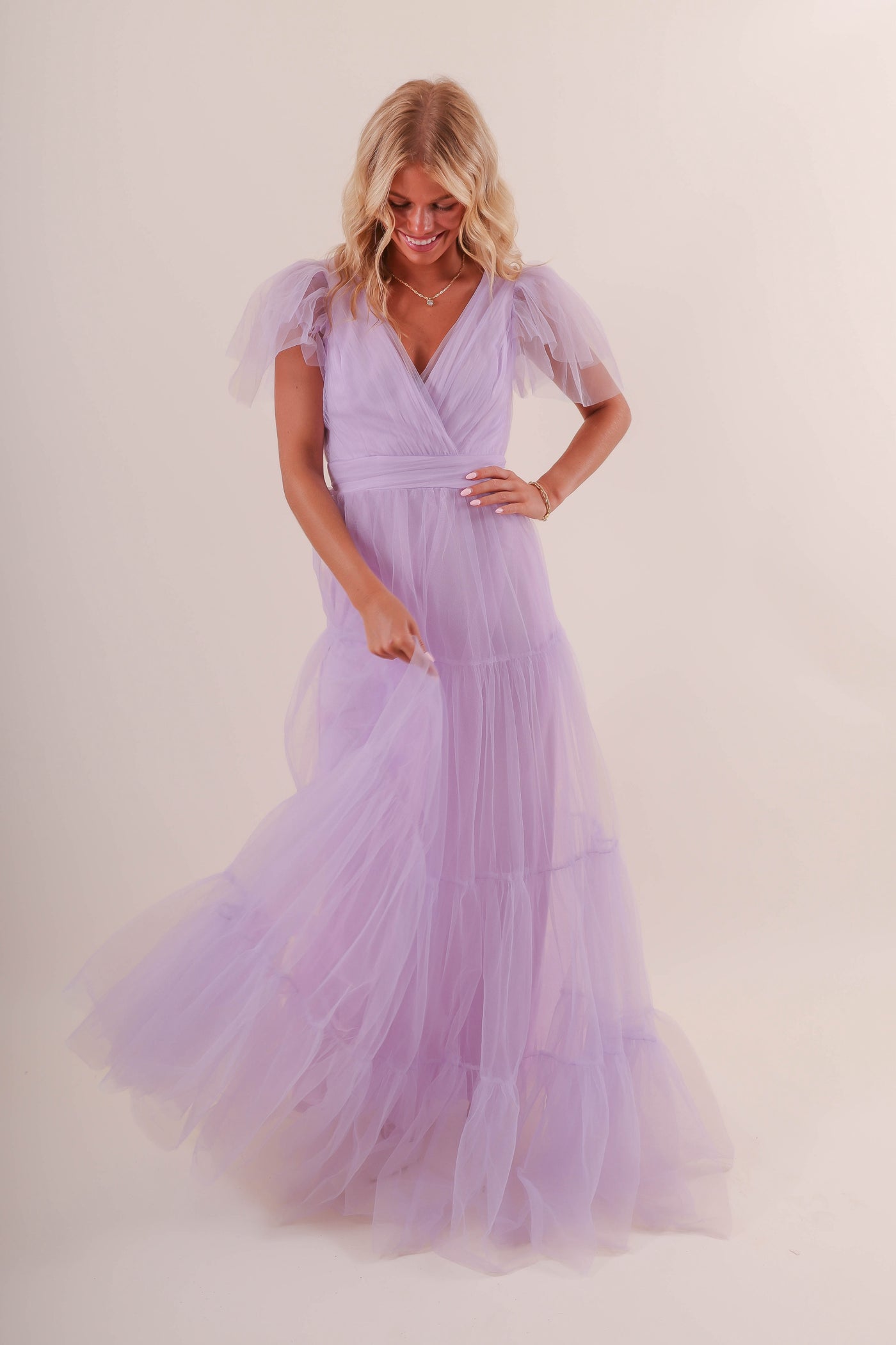 Women's Purple Tulle Gown- Women's Lilac Tulle Maxi Dress- Women's Special Occasion Tulle Dresses