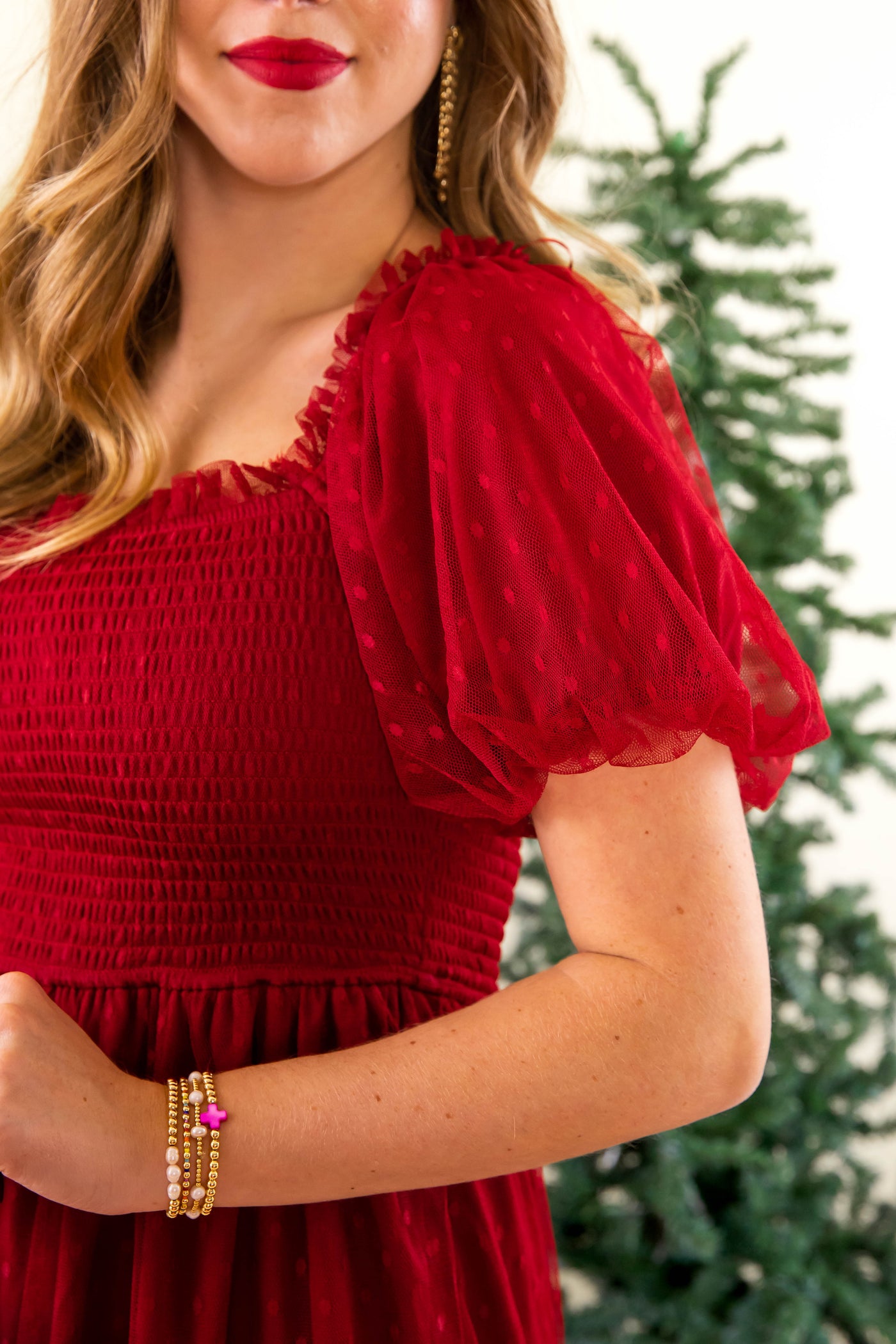 Wine Colored Midi Dress- Tulle Midi Dress- Holiday Party Dress