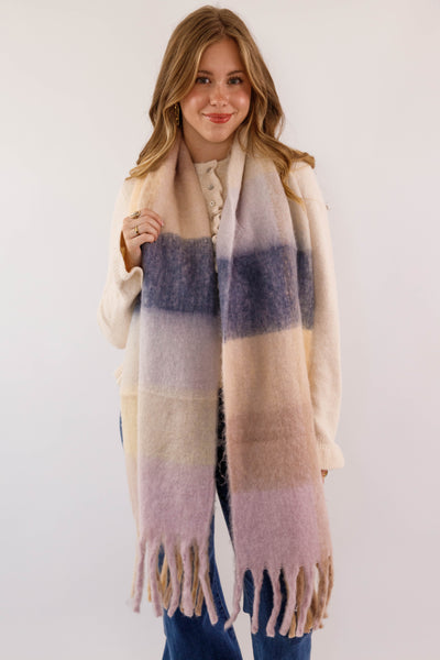 Striped Fringe Scarf- Large Soft Striped Scarf