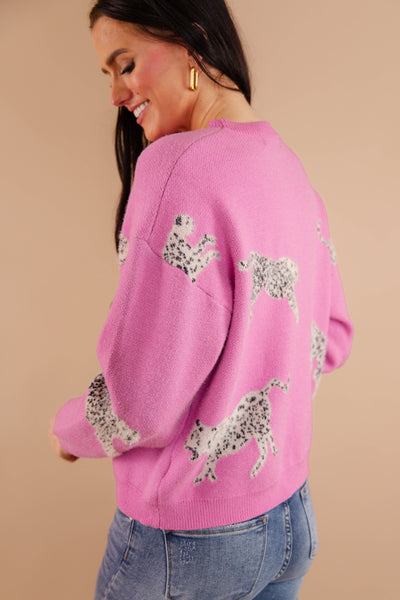 Women's Pink Cheetah Sweater- Soft Cheetah Sweater- &Merci Cheetah Sweater