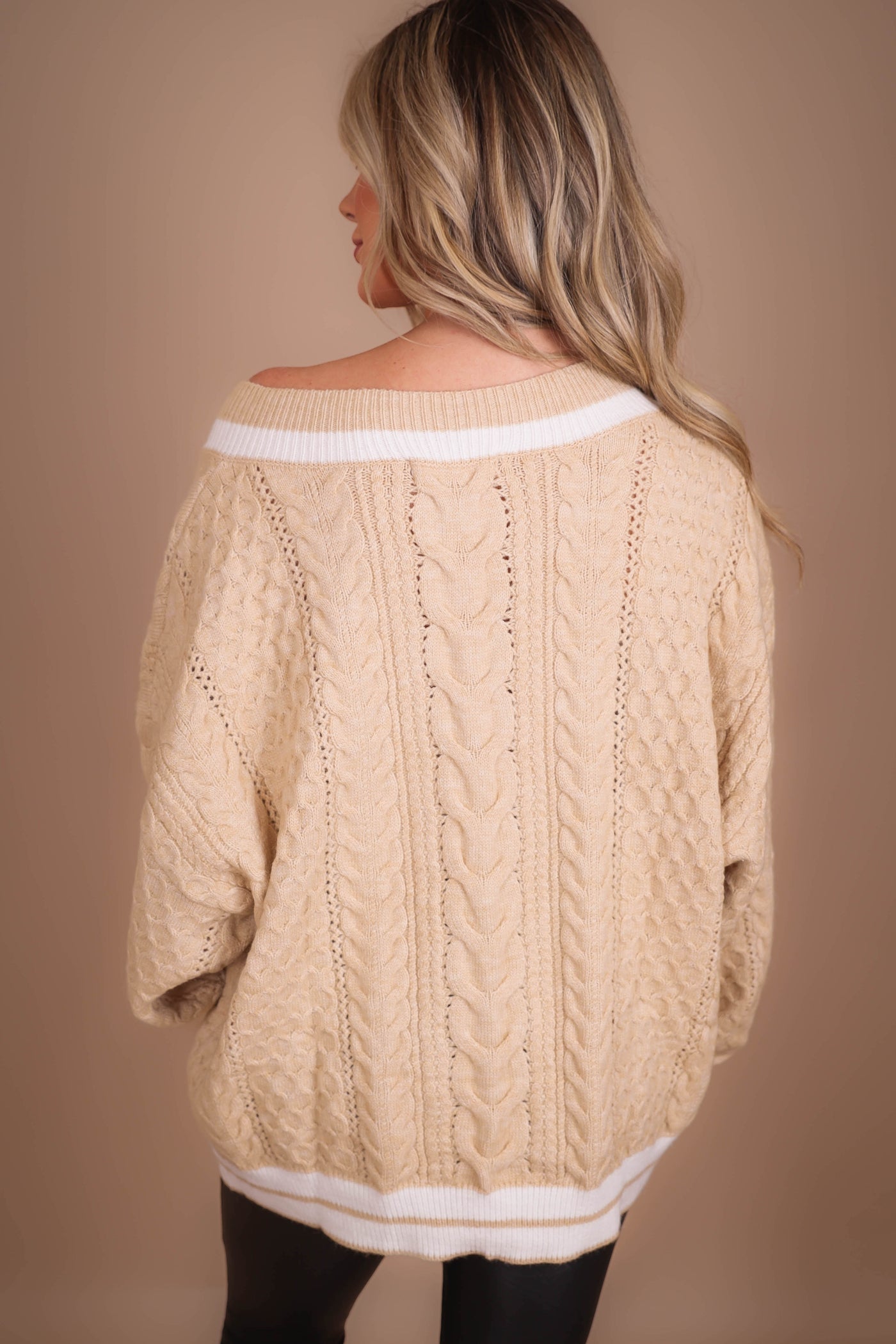 Women's Varsity Knit Sweater- Women's Oversized Knit Sweater- And The Why Sweaters