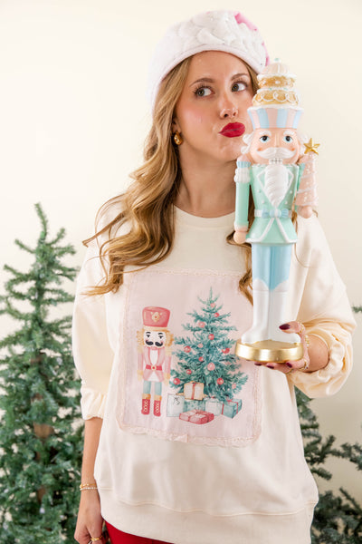 Christmas Pullover- Cute Vintage Inspired Christmas Sweatshirt- Preppy Peach Love Cream Christmas Sweatshirt