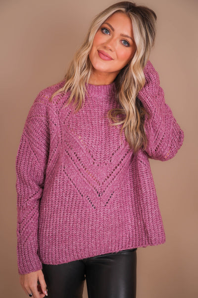 Women's Oversized Knit Sweater- Women's Soft Purple Sweater- Be Cool Sweaters