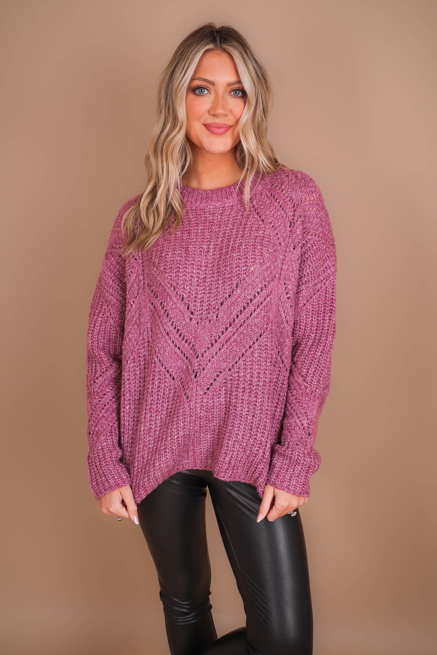 Women's Oversized Knit Sweater- Women's Soft Purple Sweater- Be Cool Sweaters