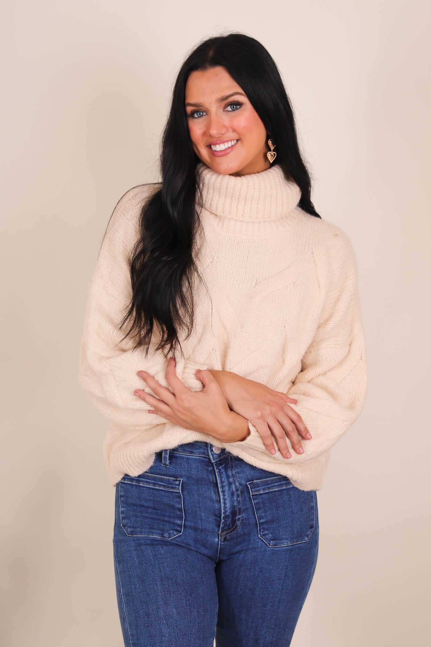 Cozy Cable Knit Sweater- Women's Chunky Oversized Sweater- She + Sky Sweaters