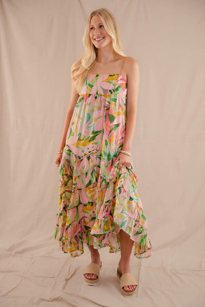 Women's Tropical Print Maxi Dress- Women's Vacation Dresses- Storia Maxi Dress