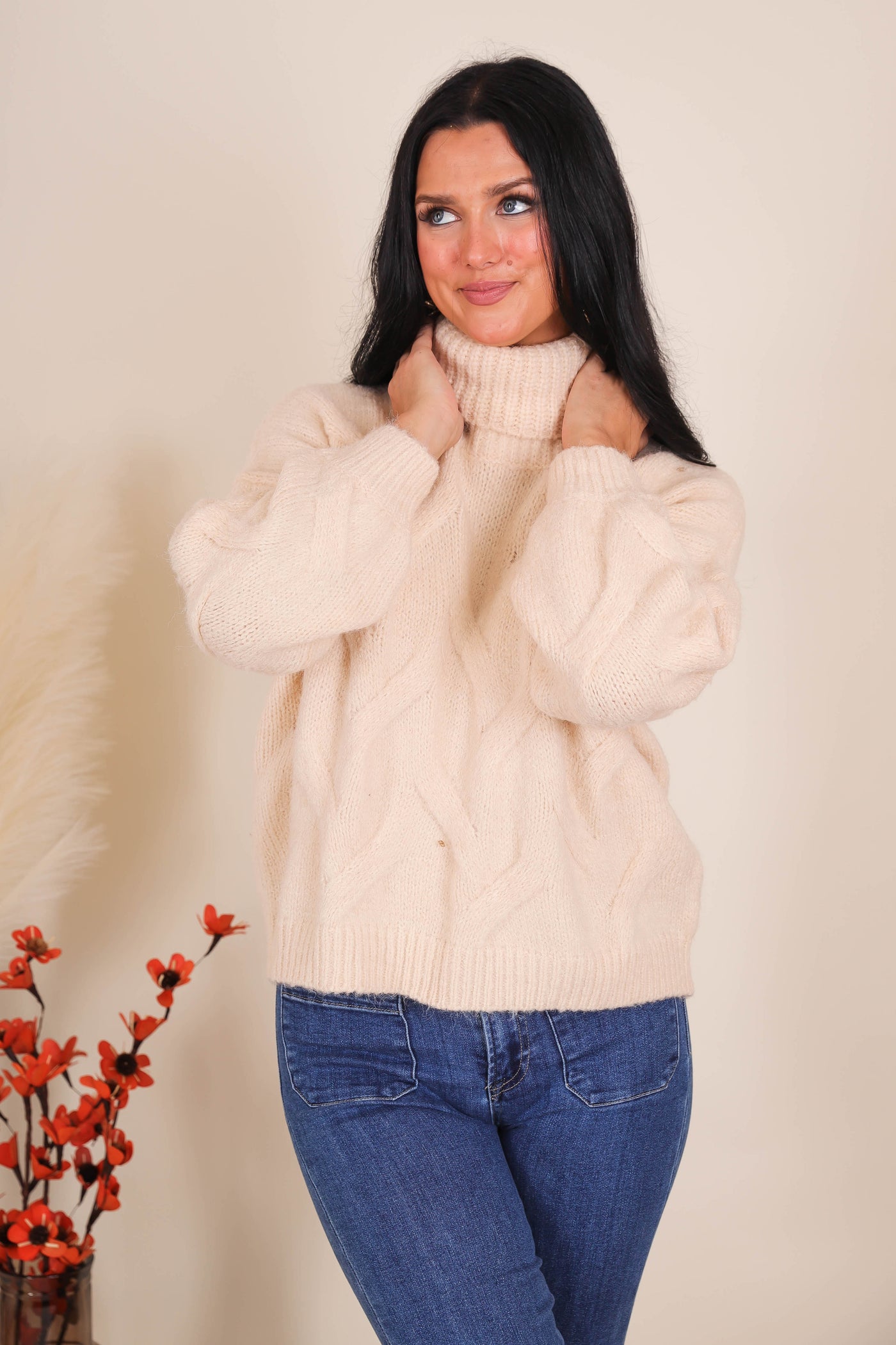 Cozy Cable Knit Sweater- Women's Chunky Oversized Sweater- She + Sky Sweaters