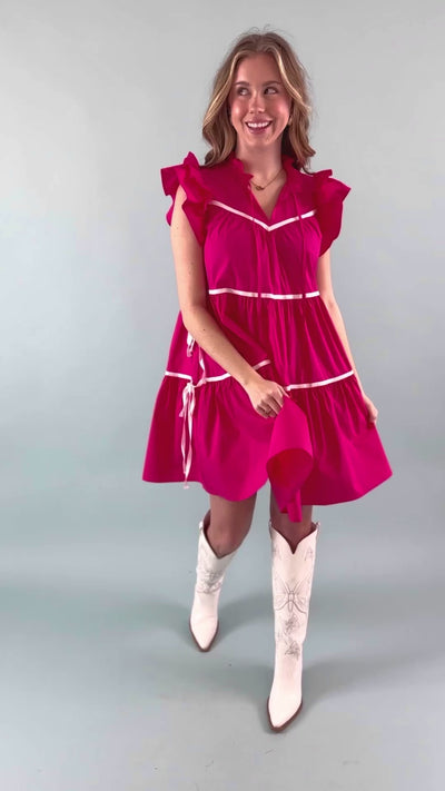 Meet Me In Paris Dress-Hot Pink