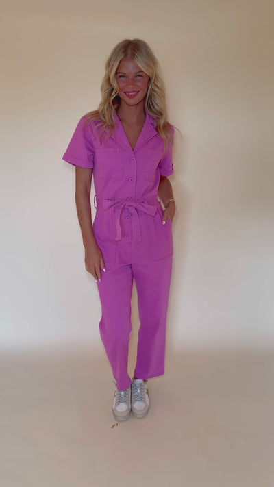 Working On Myself Jumpsuit-Magenta