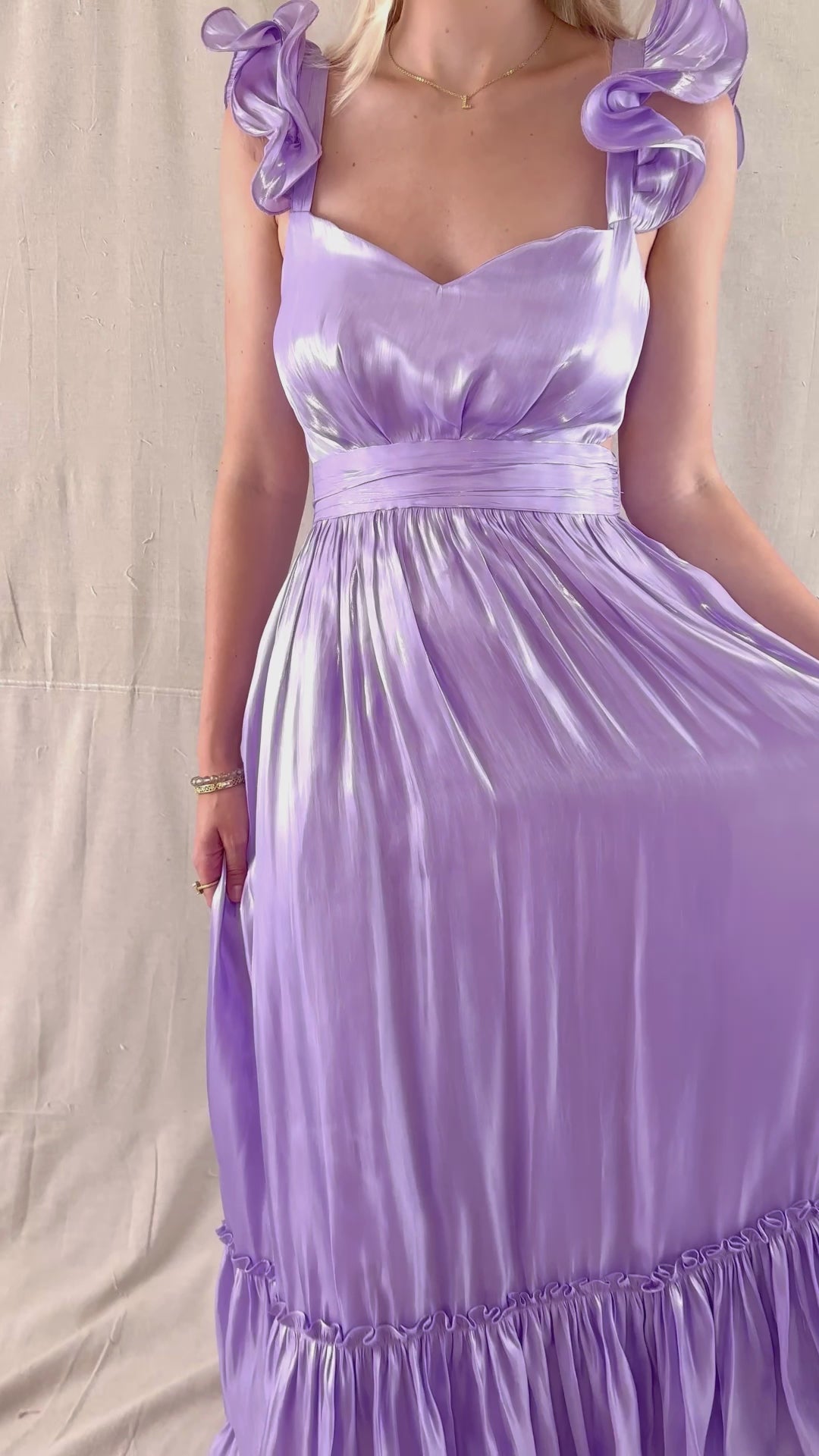 Formal Lilac Maxi Dress- Women's Purple Metallic Dress- Black Tie Dresses