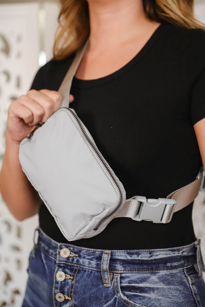 Grey Belt Bag- Women's Grey Nylon Fanny Pack- Belt Bag Dupe