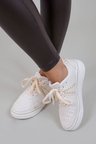 Women's Trendy White Sneakers- V Sneakers- Designer Inspired Sneakers