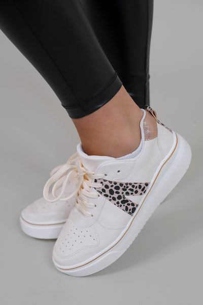 Women's Trendy White Sneakers- V Sneakers- Designer Inspired Sneakers