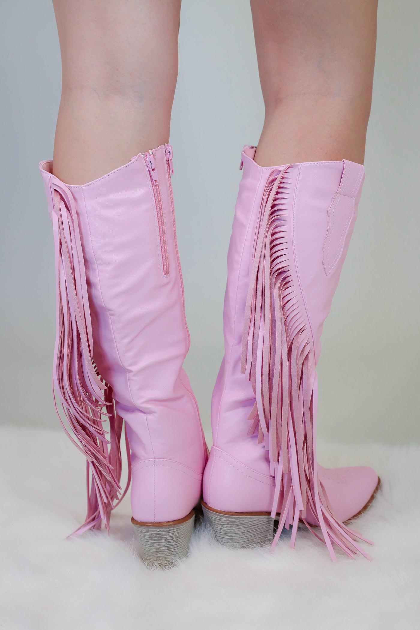 Tall Fringe Western Boots- Pink Fringe Boots For Women- Pierre Dumas Fringe Boots