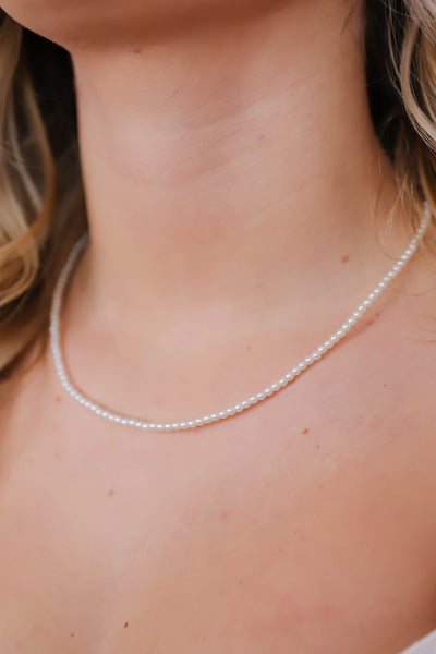 Petite Pearl Necklace- Women's Dainty Pearl Necklace