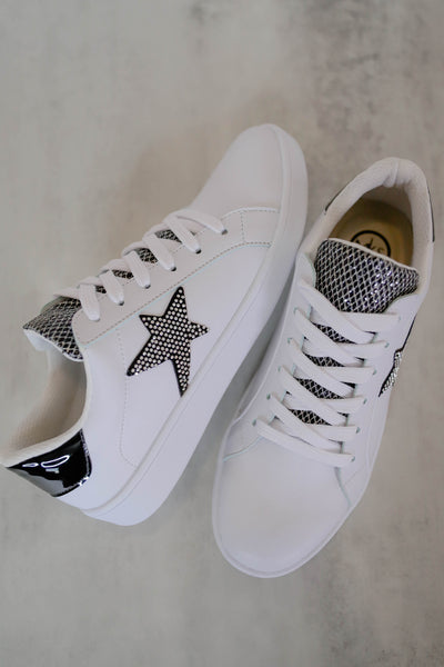 Rhinestone Star Sneakers-Black and White Star Sneakers-Comfortable Women's Tennis Shoes