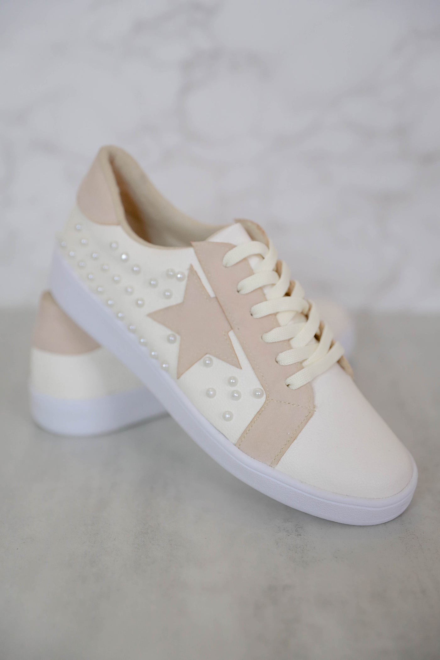 Trendy Star Sneakers- Women's Pearl Star Sneakers- Ivory Star Sneakers