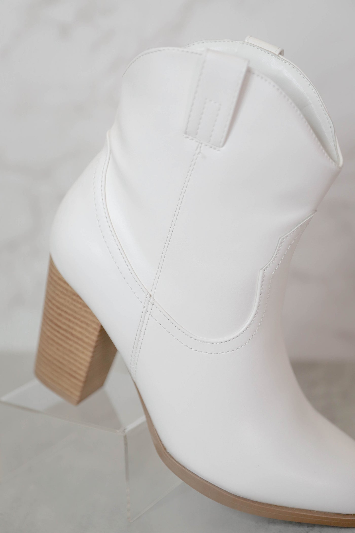 White Western Booties- Short White Boots- Qupid White Booties