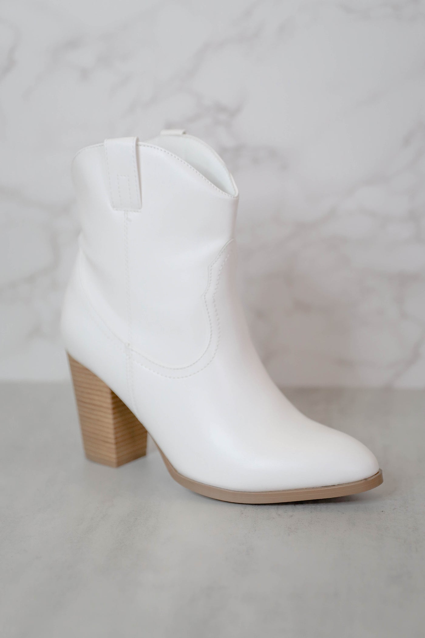 White Western Booties- Short White Boots- Qupid White Booties