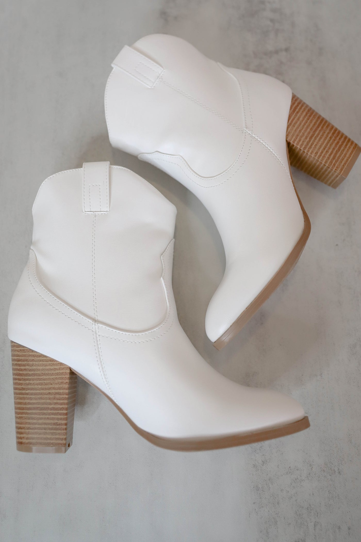 White Western Booties- Short White Boots- Qupid White Booties