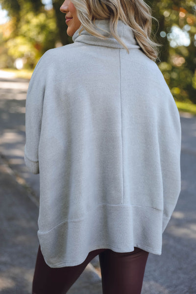 Comfy Grey Cowl Neck Pullover- Cute Oversized Sweater- Cherish Cowl Neck Pullover