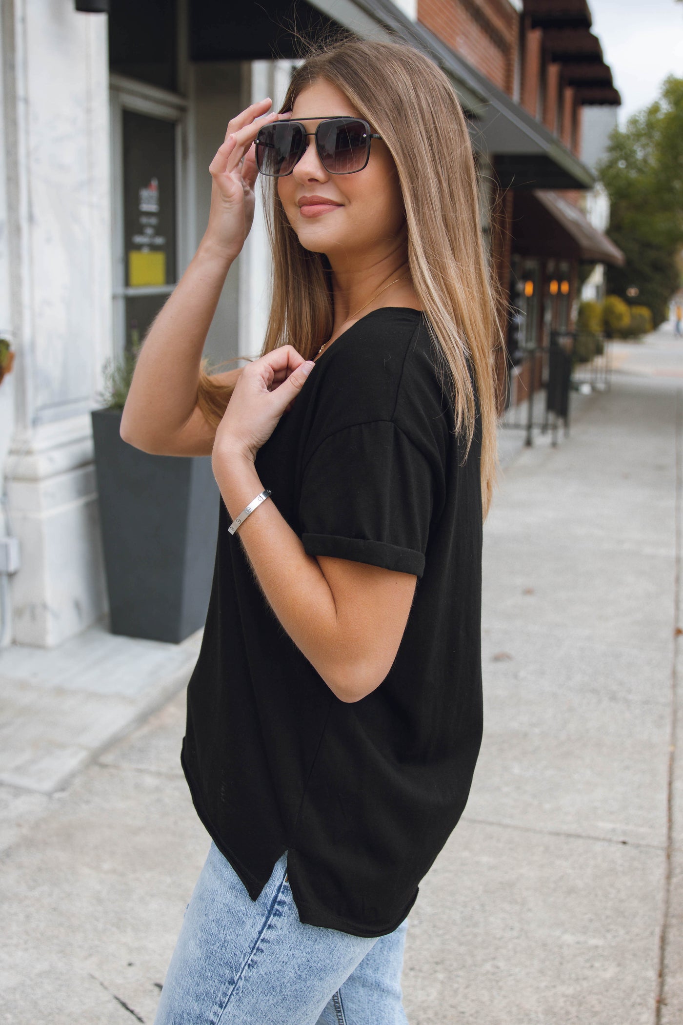 Women's Basic Black Tee- Black V-Neck T-Shirt- Women's Basic Tee- $26