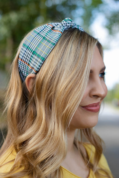 Women's Knotted Plaid Headband- Cute Preppy Headband- $12