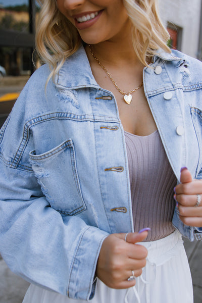 Rhinestone Denim Jacket- Rhinestone Fringe Denim Jacket- Nashville Outfit Ideas- Blue B Rhinestone Jacket