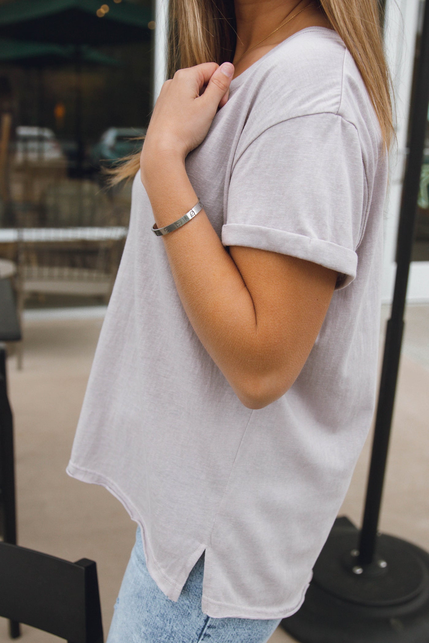 Women's Basic Grey Tee- Grey V-Neck T-Shirt- Women's Basic Tee- $26