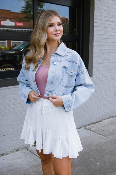 Rhinestone Denim Jacket- Rhinestone Fringe Denim Jacket- Nashville Outfit Ideas- Blue B Rhinestone Jacket