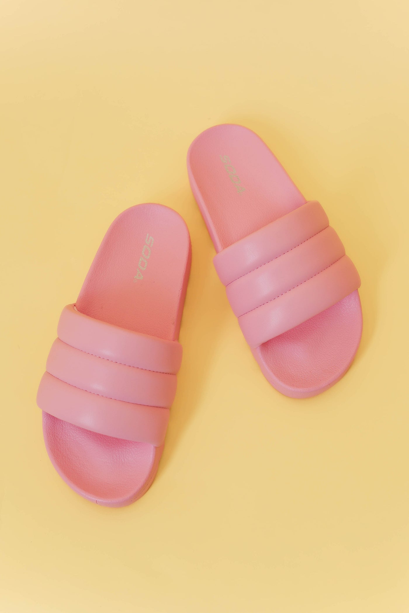 Pink Slides- Women's Cushion Slide Sandals- Women's Puffy Slides