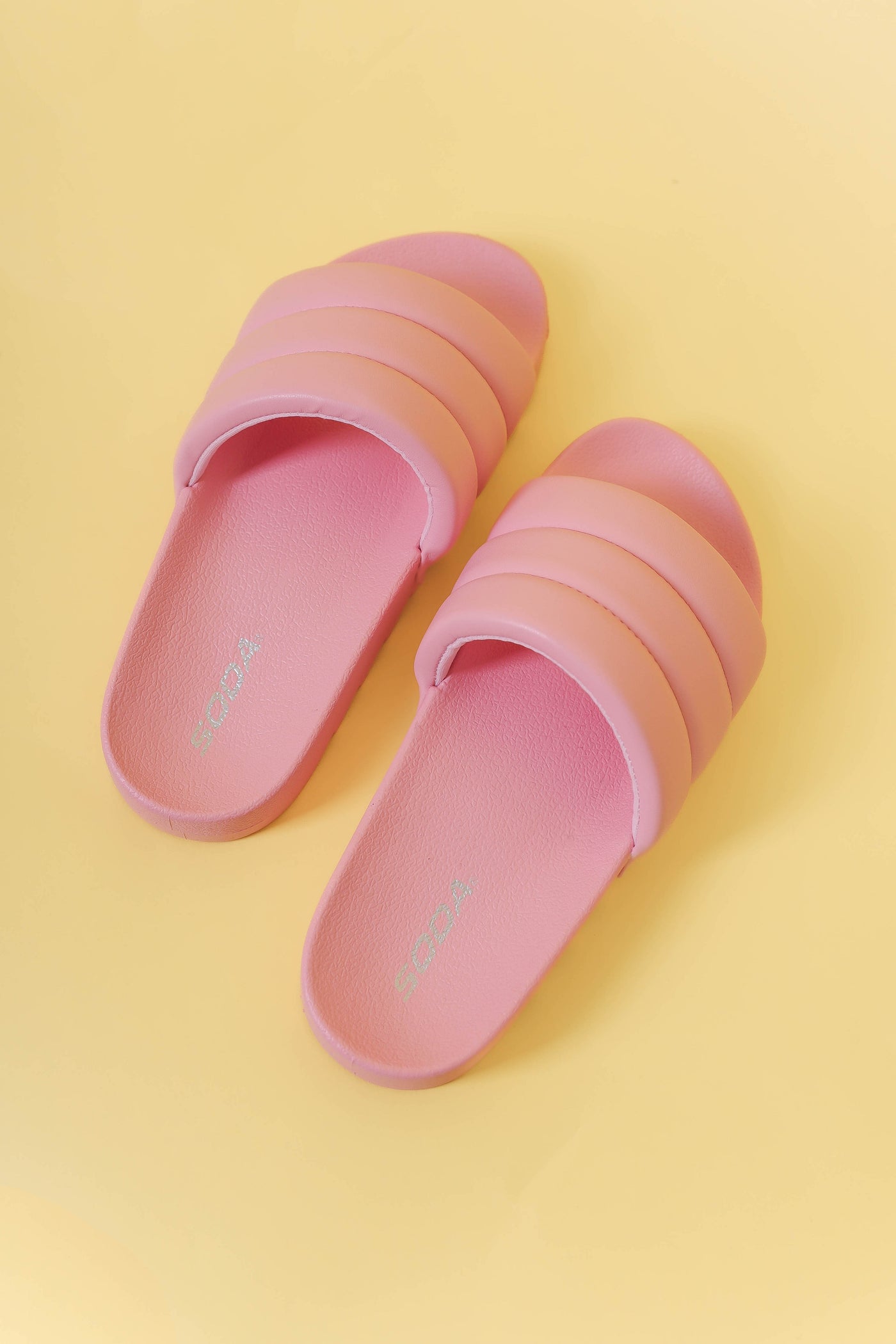 Pink Slides- Women's Cushion Slide Sandals- Women's Puffy Slides