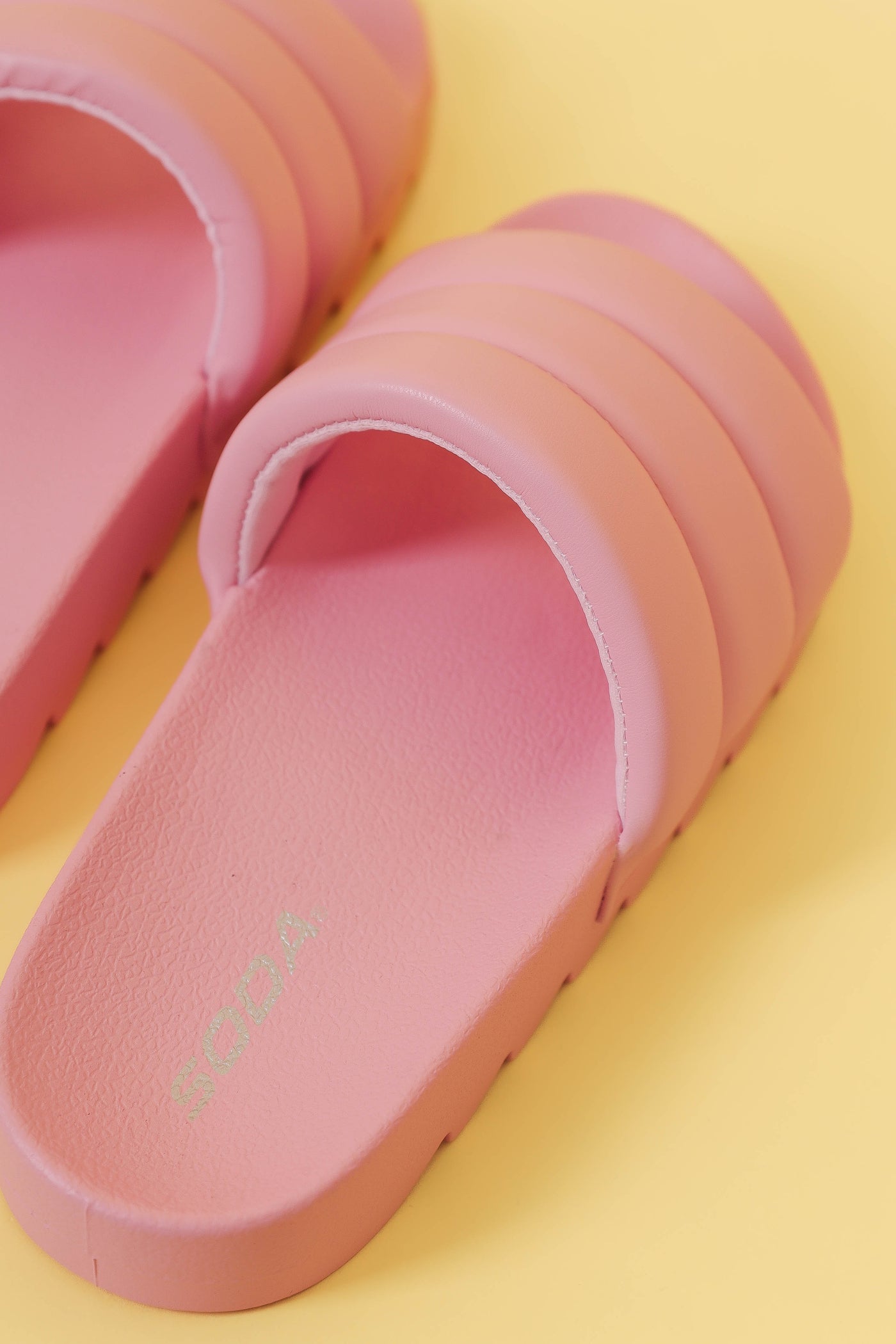 Pink Slides- Women's Cushion Slide Sandals- Women's Puffy Slides