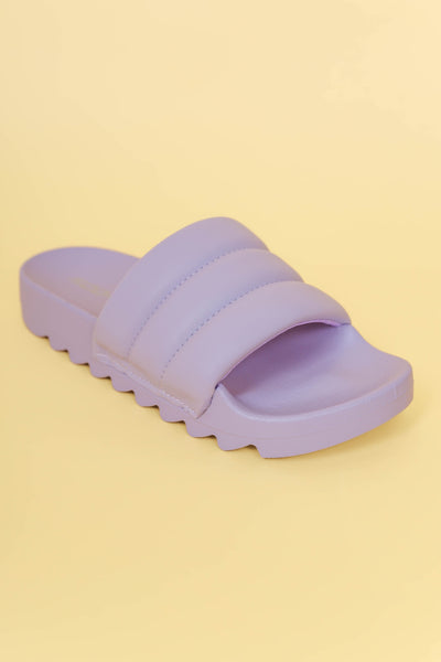 Purple Slides- Women's Cushion Slide Sandals- Women's Puffy Slides