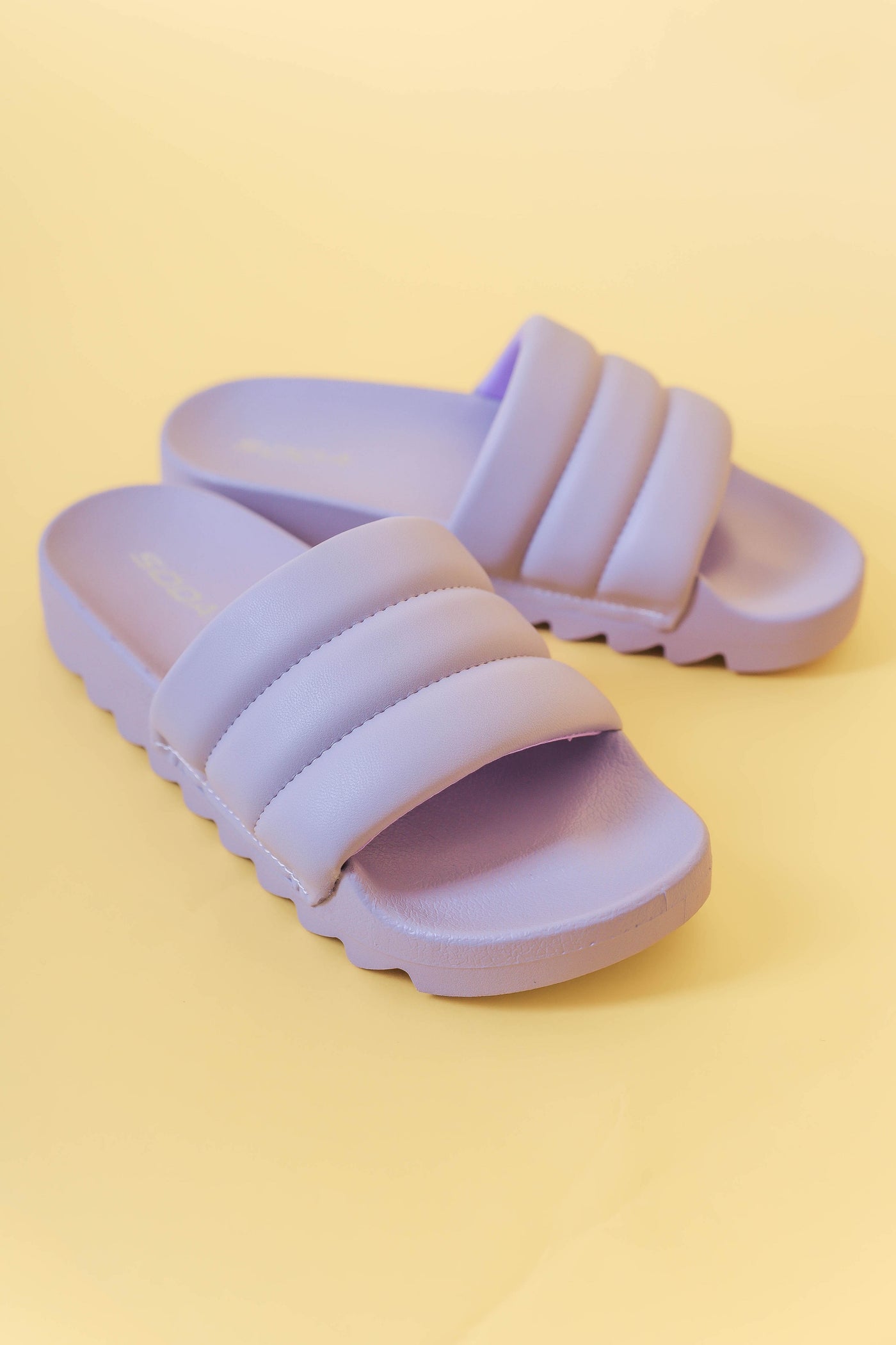 Purple Slides- Women's Cushion Slide Sandals- Women's Puffy Slides