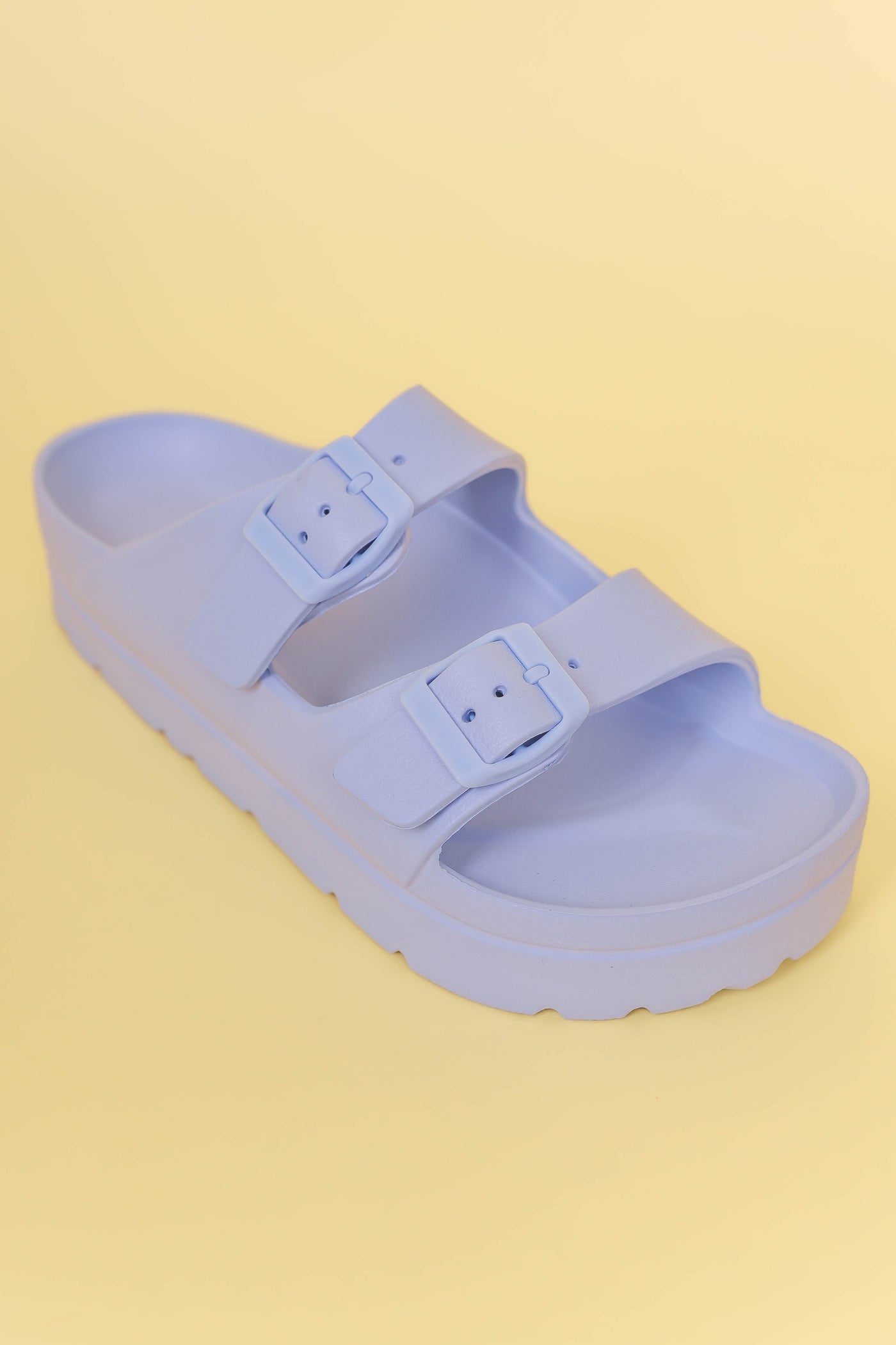 Blue Buckle Double Strap Slide- Women's Double Strap Slide Sandel- Blue Buckle Slides