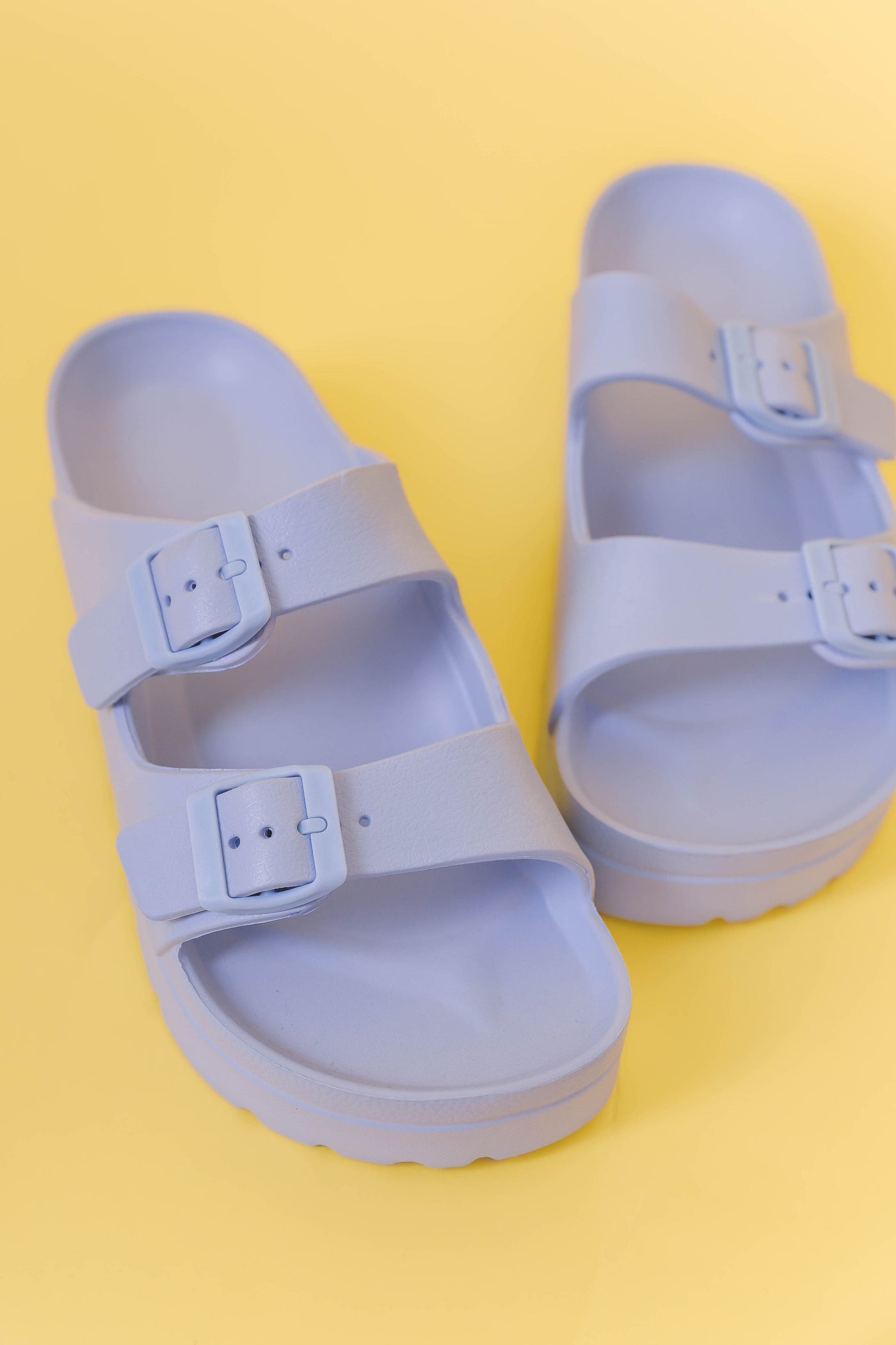 Blue Buckle Double Strap Slide- Women's Double Strap Slide Sandel- Blue Buckle Slides