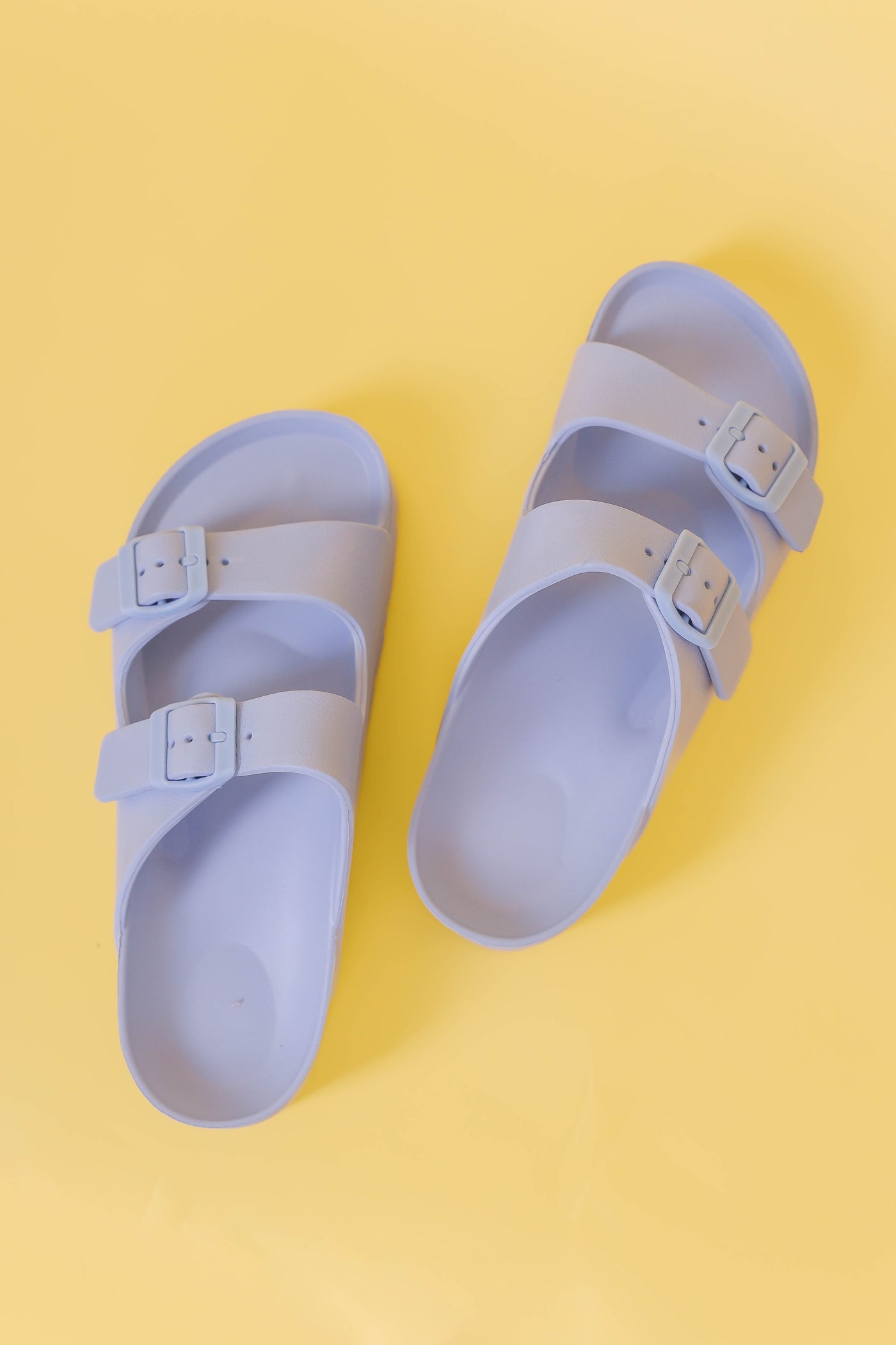 Blue Buckle Double Strap Slide- Women's Double Strap Slide Sandel- Blue Buckle Slides