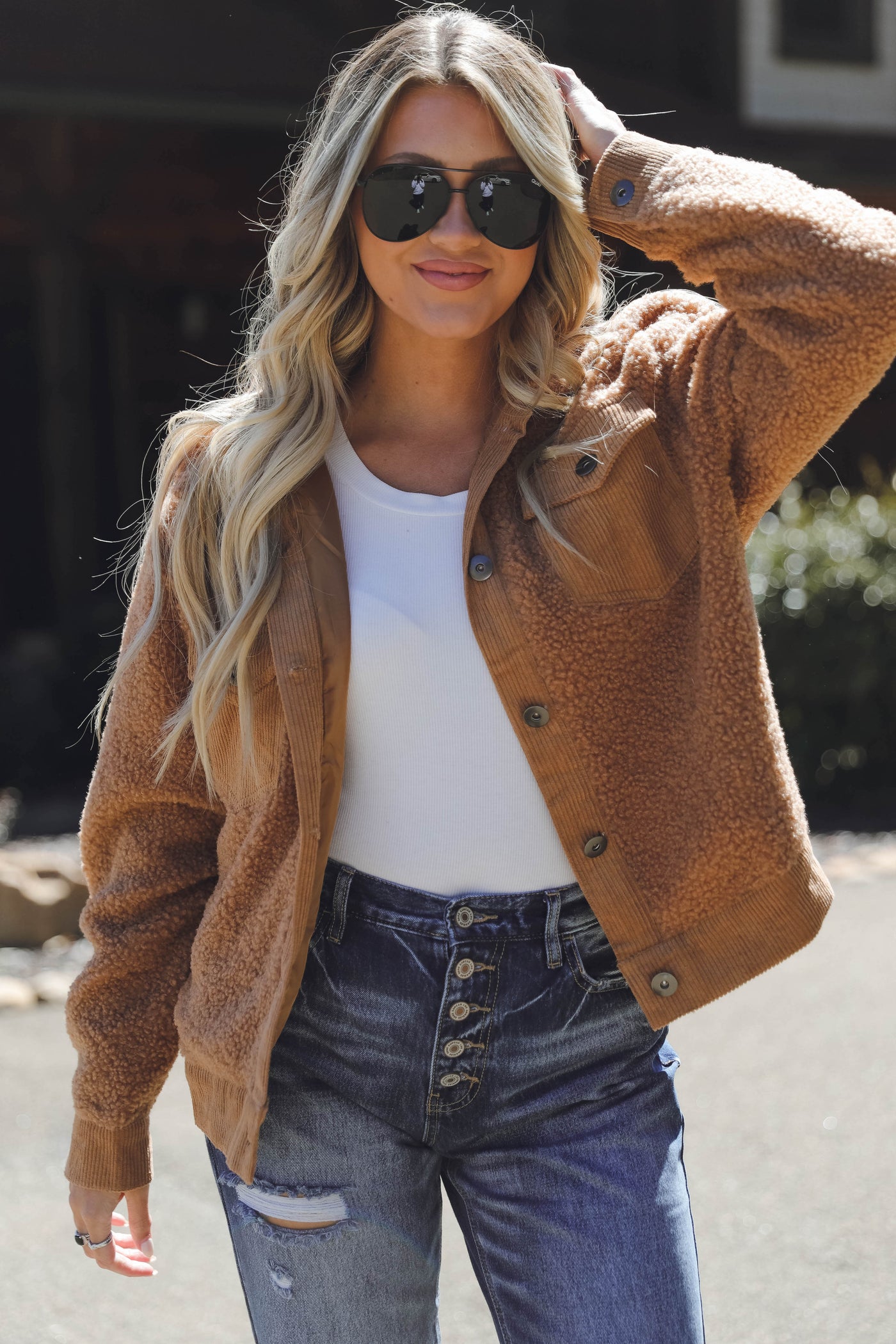 Women's Brown Sherpa Jacket- Trendy Sherpa Jacket- Women's Oversized Fall Jackets