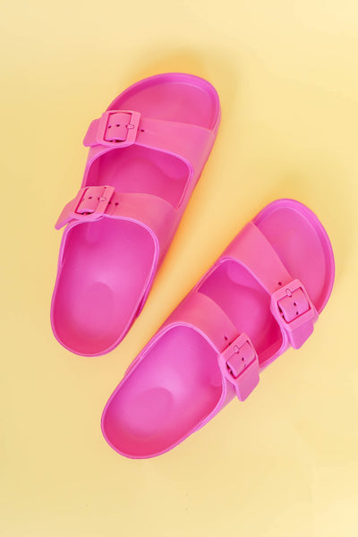 Kirby Double Strap Slides-Fuchsia