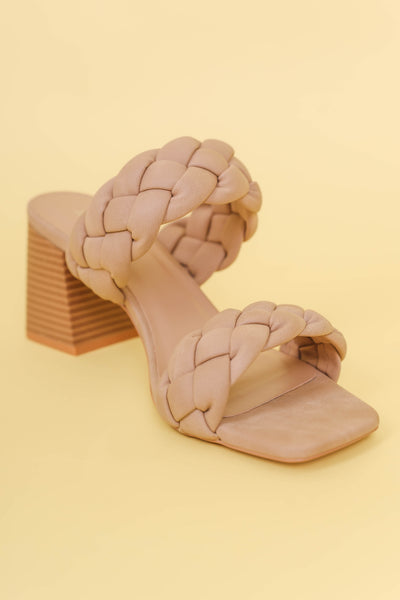 Braided Block Heels- Nude Block Heels- Soda Braided Block Heel