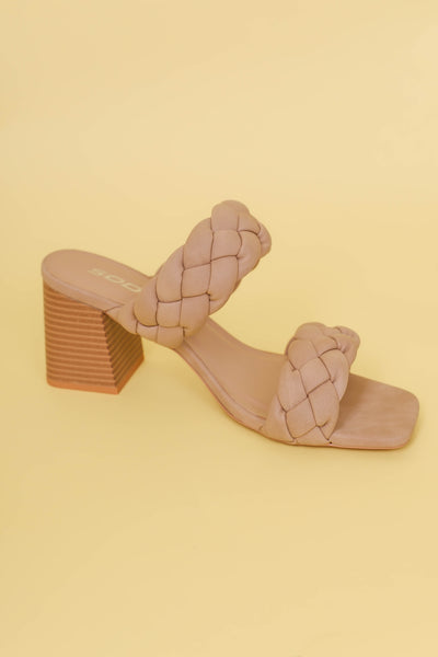 Braided Block Heels- Nude Block Heels- Soda Braided Block Heel