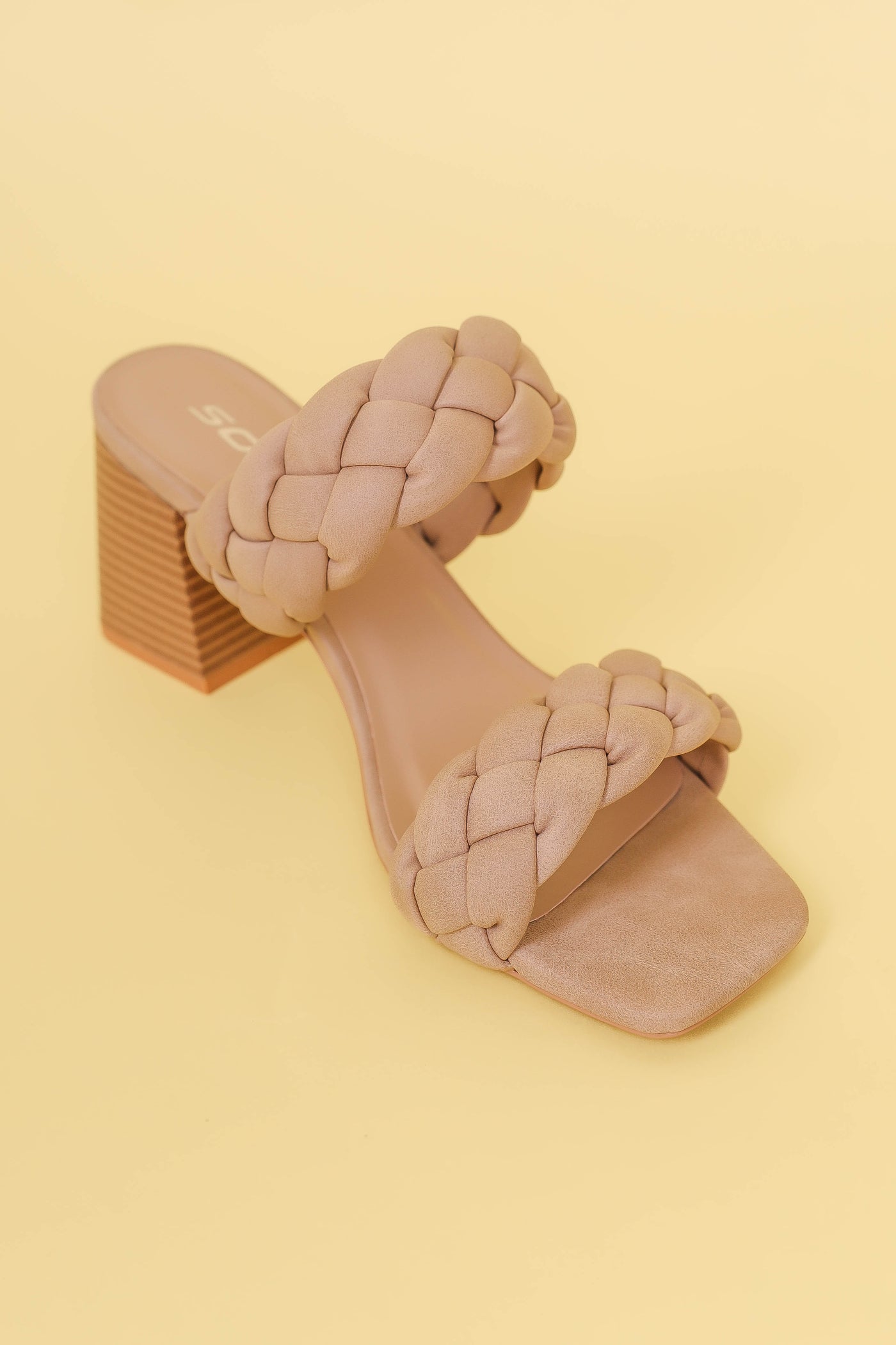 Braided Block Heels- Nude Block Heels- Soda Braided Block Heel