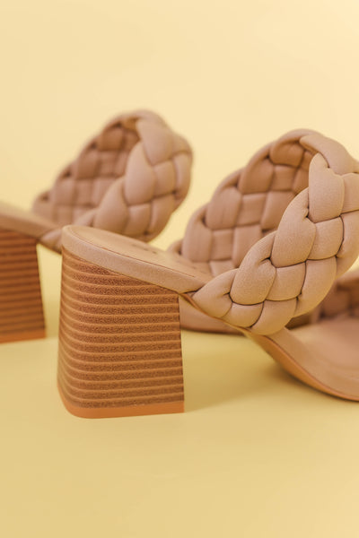 Braided Block Heels- Nude Block Heels- Soda Braided Block Heel