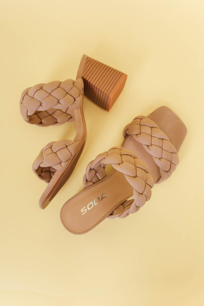 Braided Block Heels- Nude Block Heels- Soda Braided Block Heel