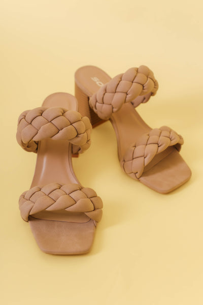 Braided Block Heels- Nude Block Heels- Soda Braided Block Heel