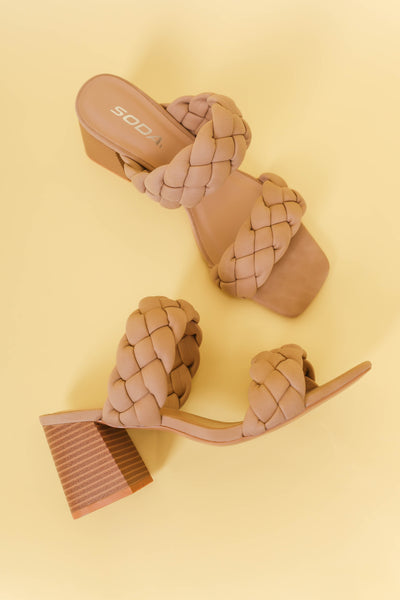 Braided Block Heels- Nude Block Heels- Soda Braided Block Heel